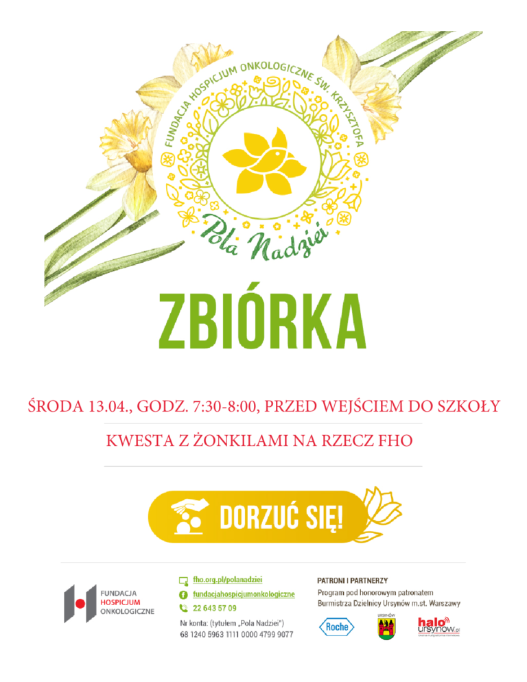 plakat : Pola Nadziei - kwesta z żonkilami