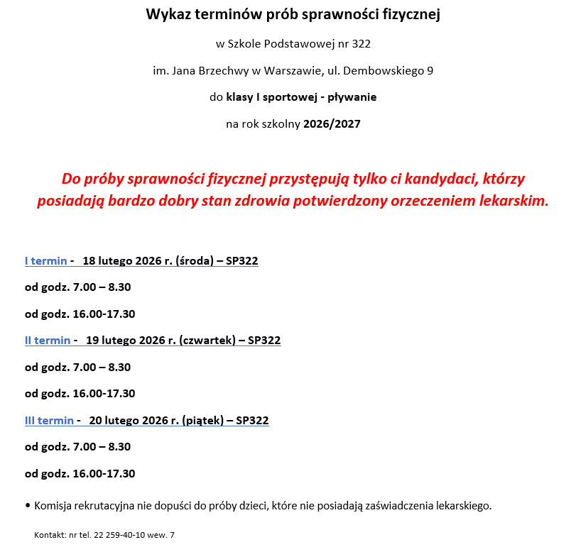 Terminy prób sprawnościowych.